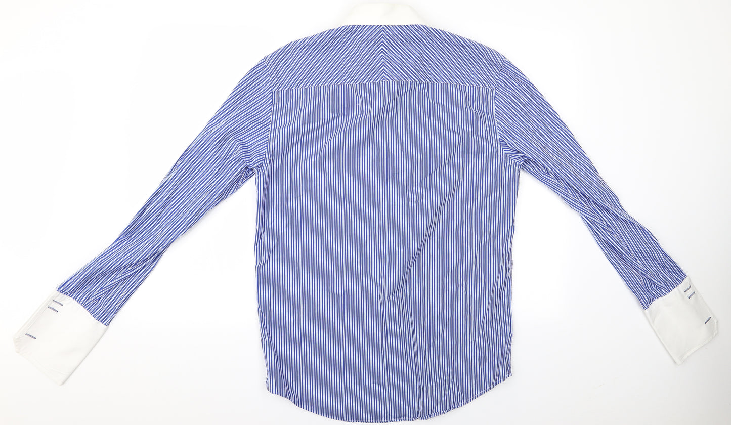 NEXT Mens Blue Striped   Button-Up Size 15.5  - Next