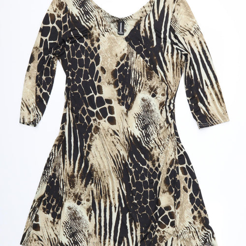 Isabel London Womens Multicoloured Animal Print  Fit & Flare    - Izabel London Dress