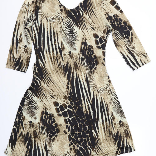 Isabel London Womens Multicoloured Animal Print  Fit & Flare    - Izabel London Dress