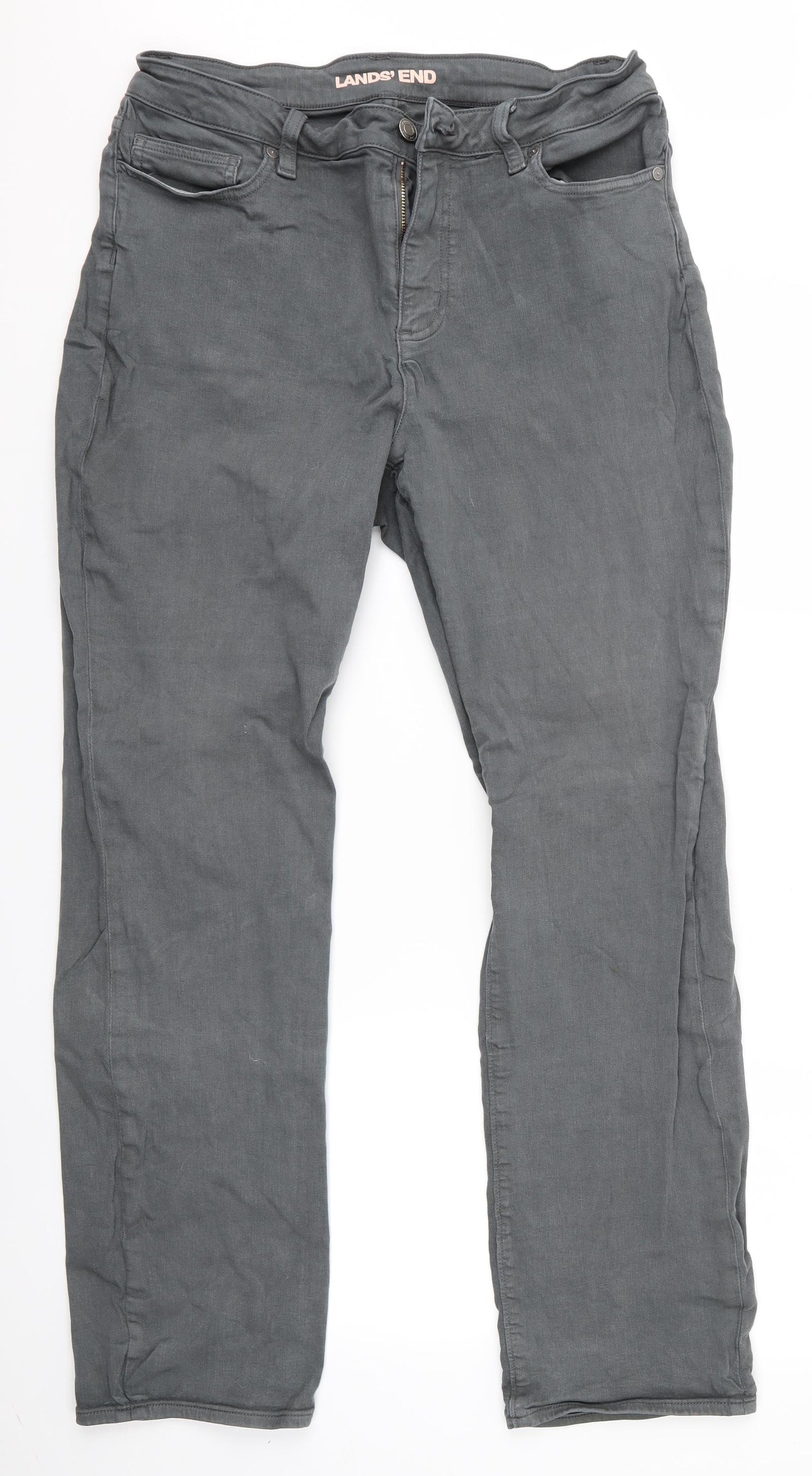 Lands' End Womens Grey   Straight Jeans Size 14 L31 in - Lands ' End Jean