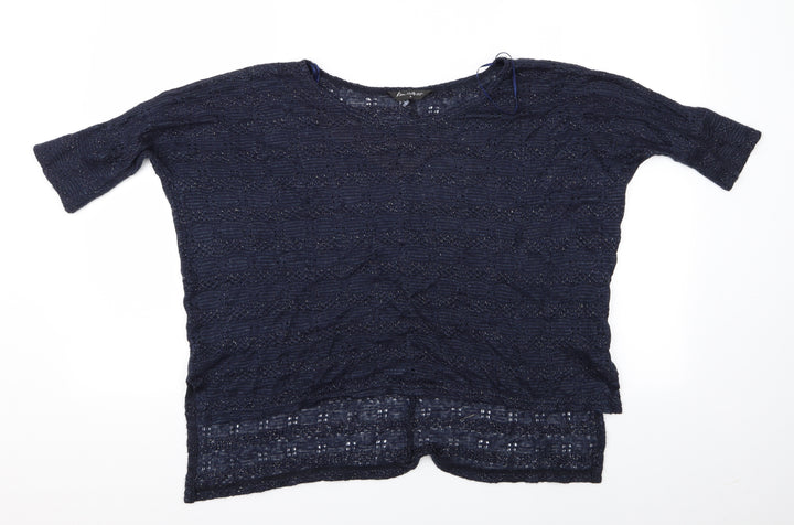 Miss Selfridge Womens Black Basic Blouse Size 8 - Miss Selfridge Slight Glitter Effect