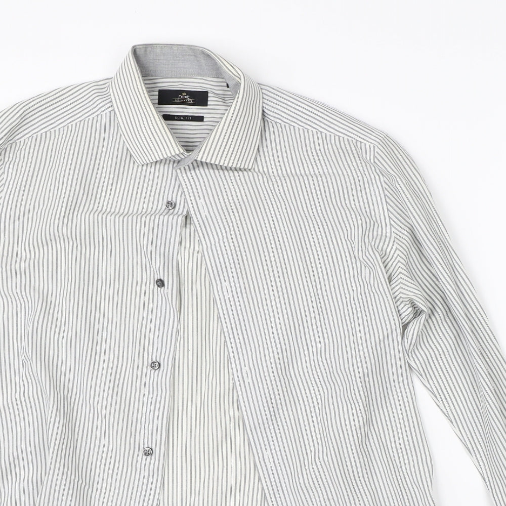 NEXT Mens White Striped   Dress Shirt Size 38