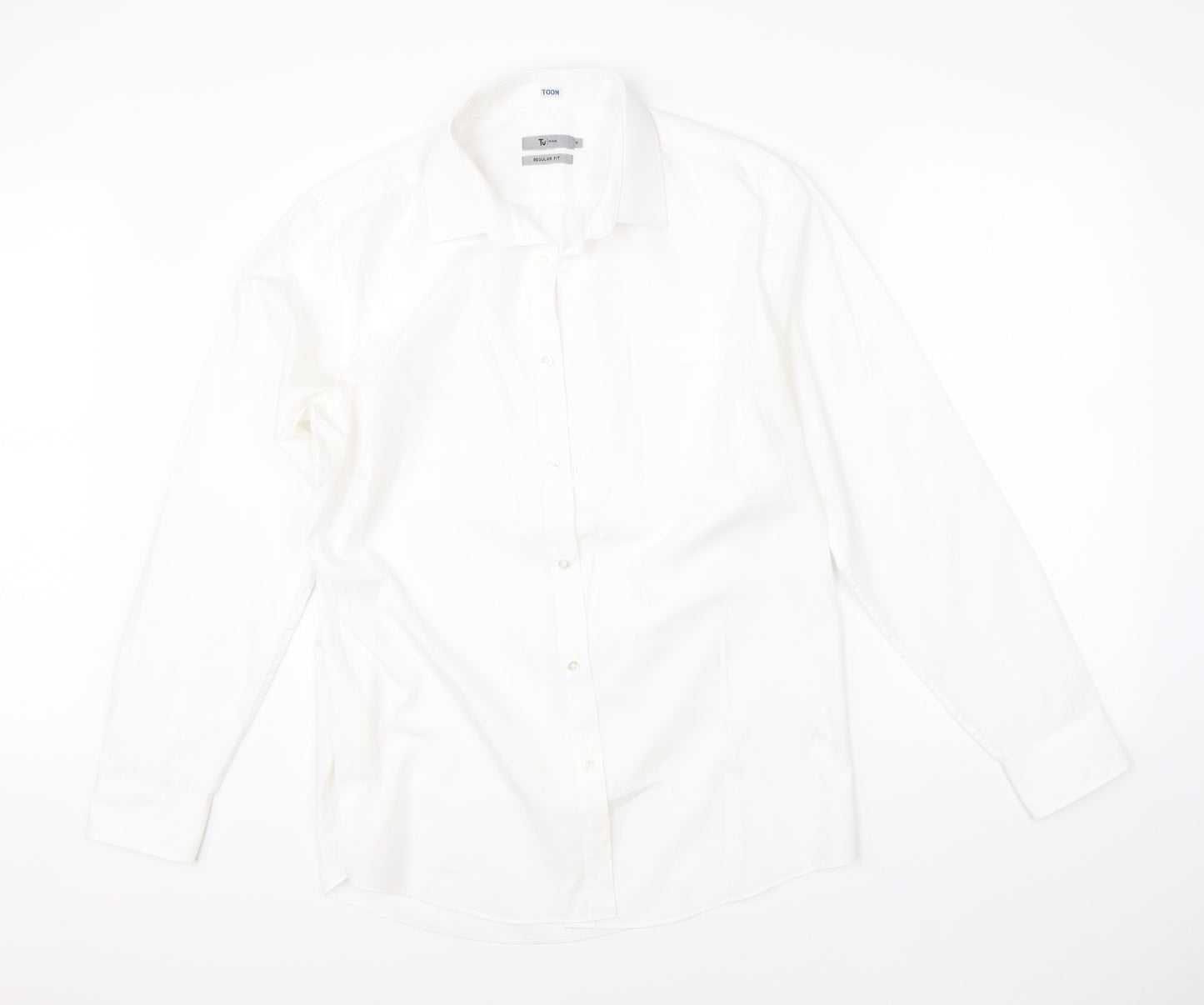 TU Mens White    Dress Shirt Size 16