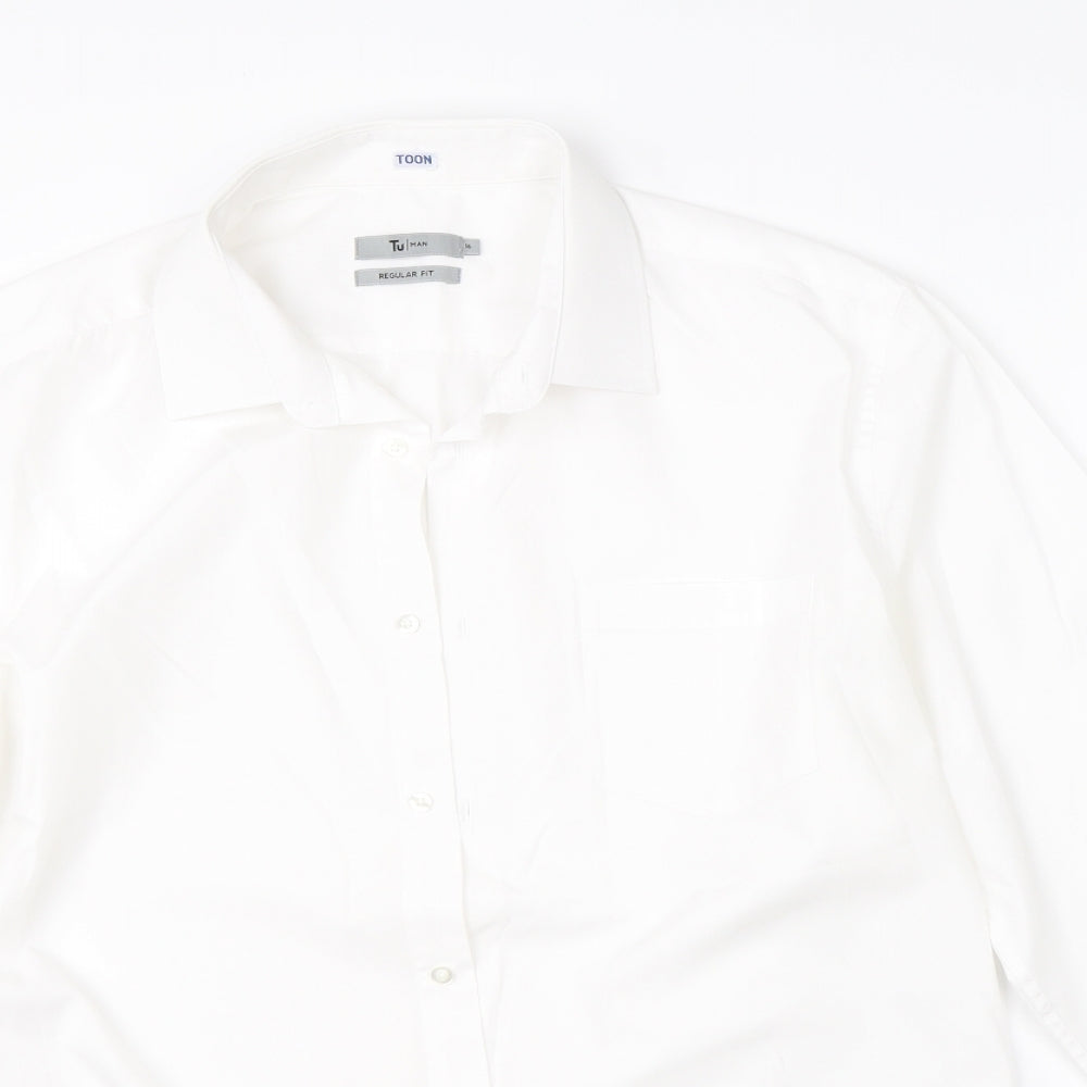 TU Mens White    Dress Shirt Size 16