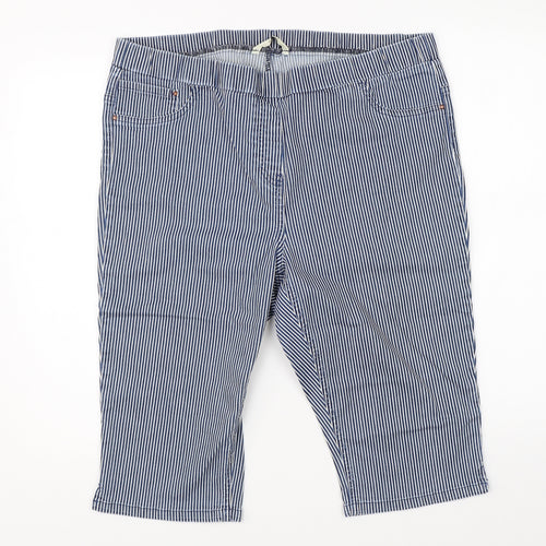 George Womens Blue Striped  Chino Shorts Size 18