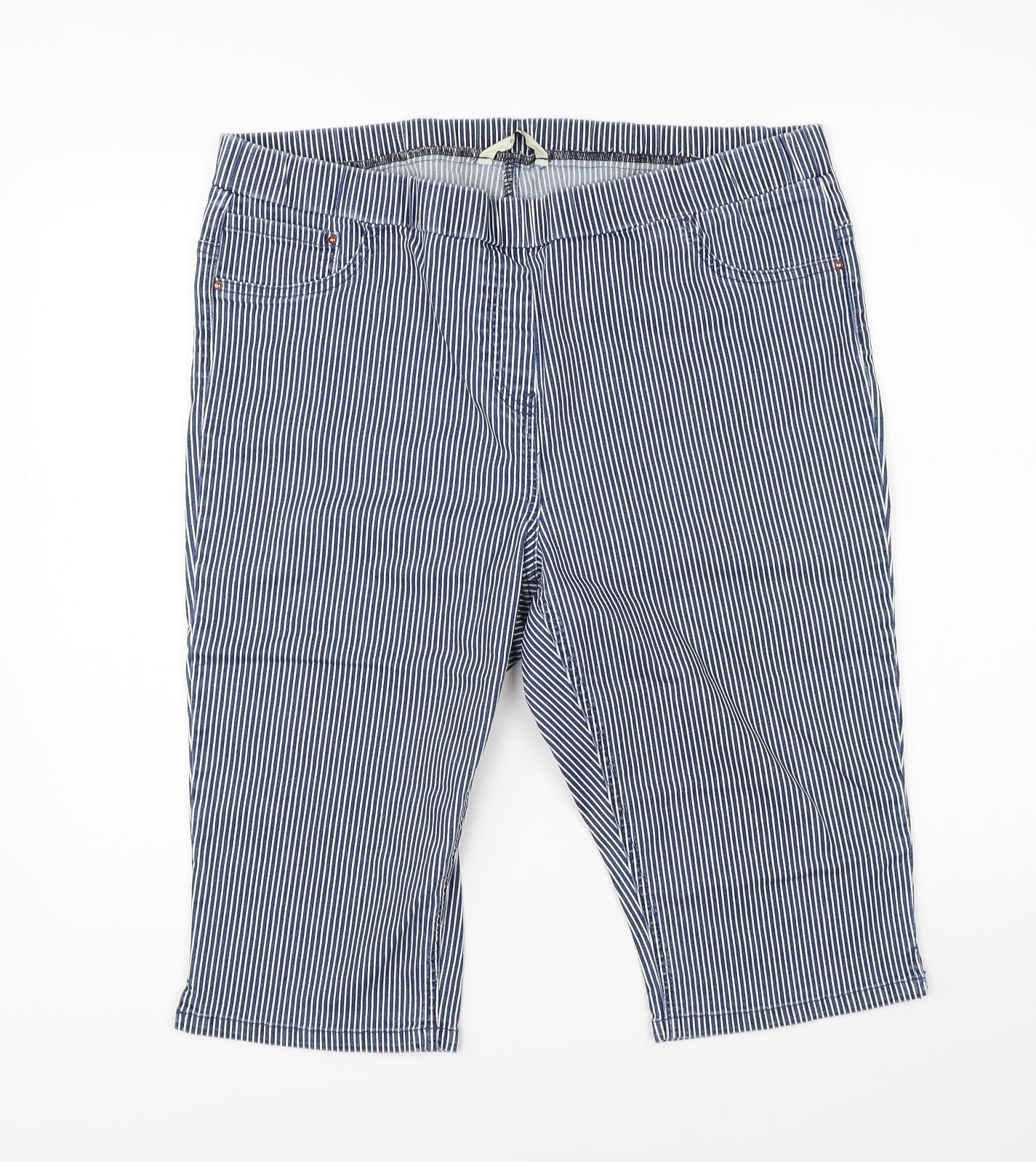 George Womens Blue Striped  Chino Shorts Size 18