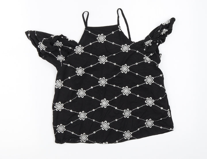 New Look Girls Black Basic Blouse Size 11 Years