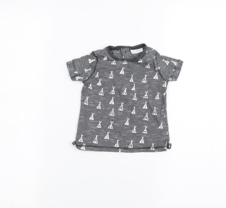 NEXT Baby Black Striped Basic T-Shirt Size 3-6 Months