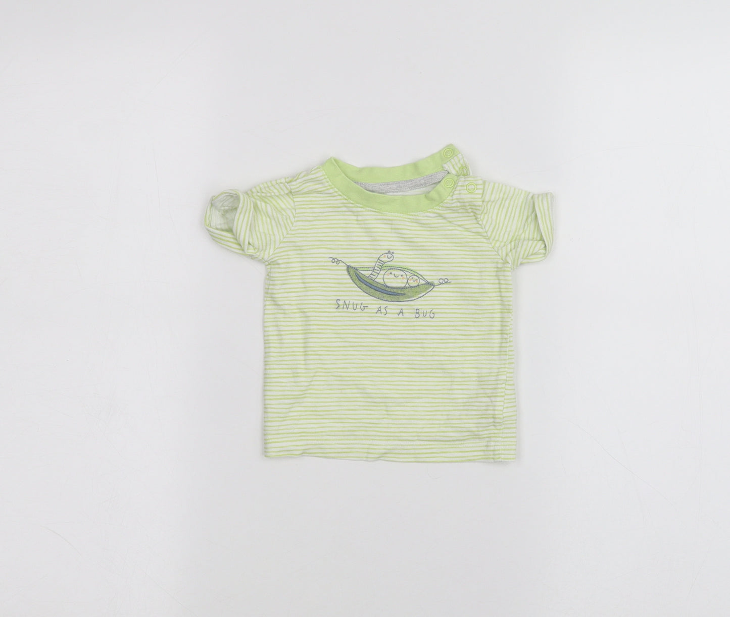 Mothercare Baby Green Striped  Basic T-Shirt Size 3-6 Months