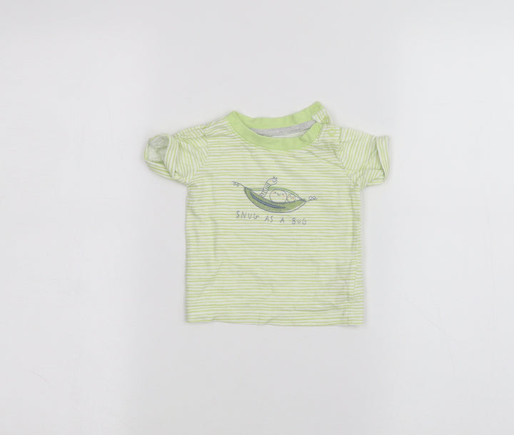 Mothercare Baby Green Striped  Basic T-Shirt Size 3-6 Months