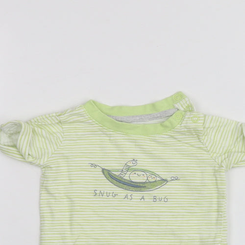 Mothercare Baby Green Striped  Basic T-Shirt Size 3-6 Months