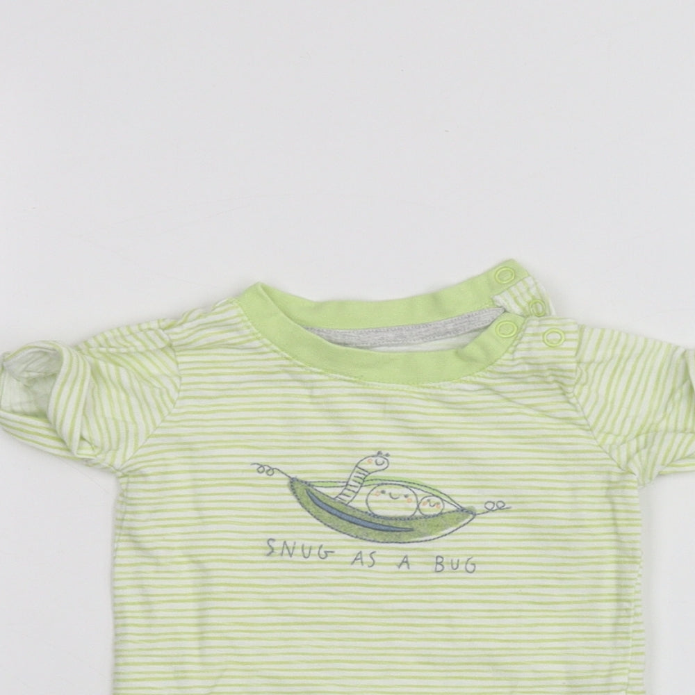Mothercare Baby Green Striped  Basic T-Shirt Size 3-6 Months