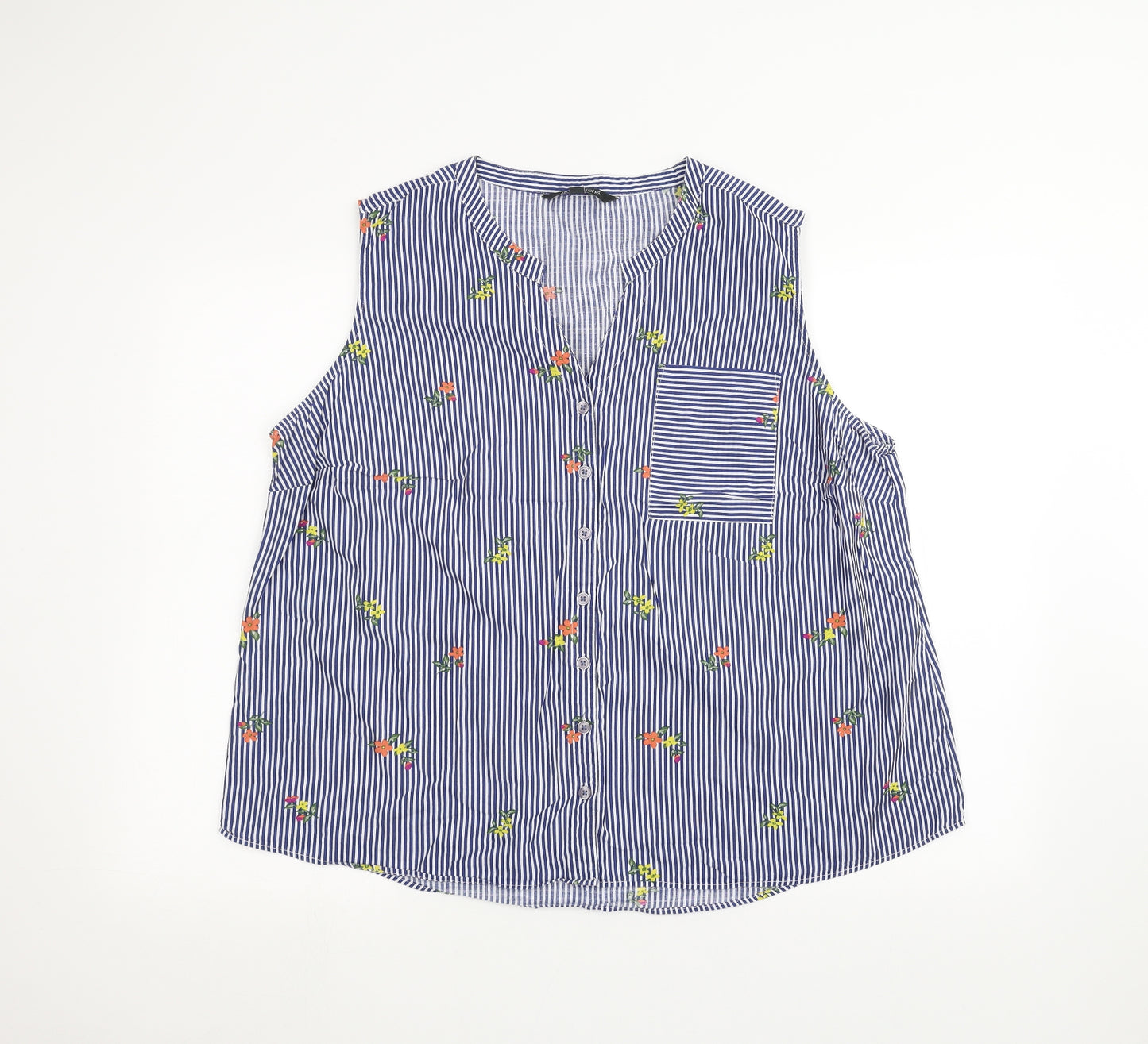 Bonmarché Womens Blue Striped  Basic Button-Up Size 20