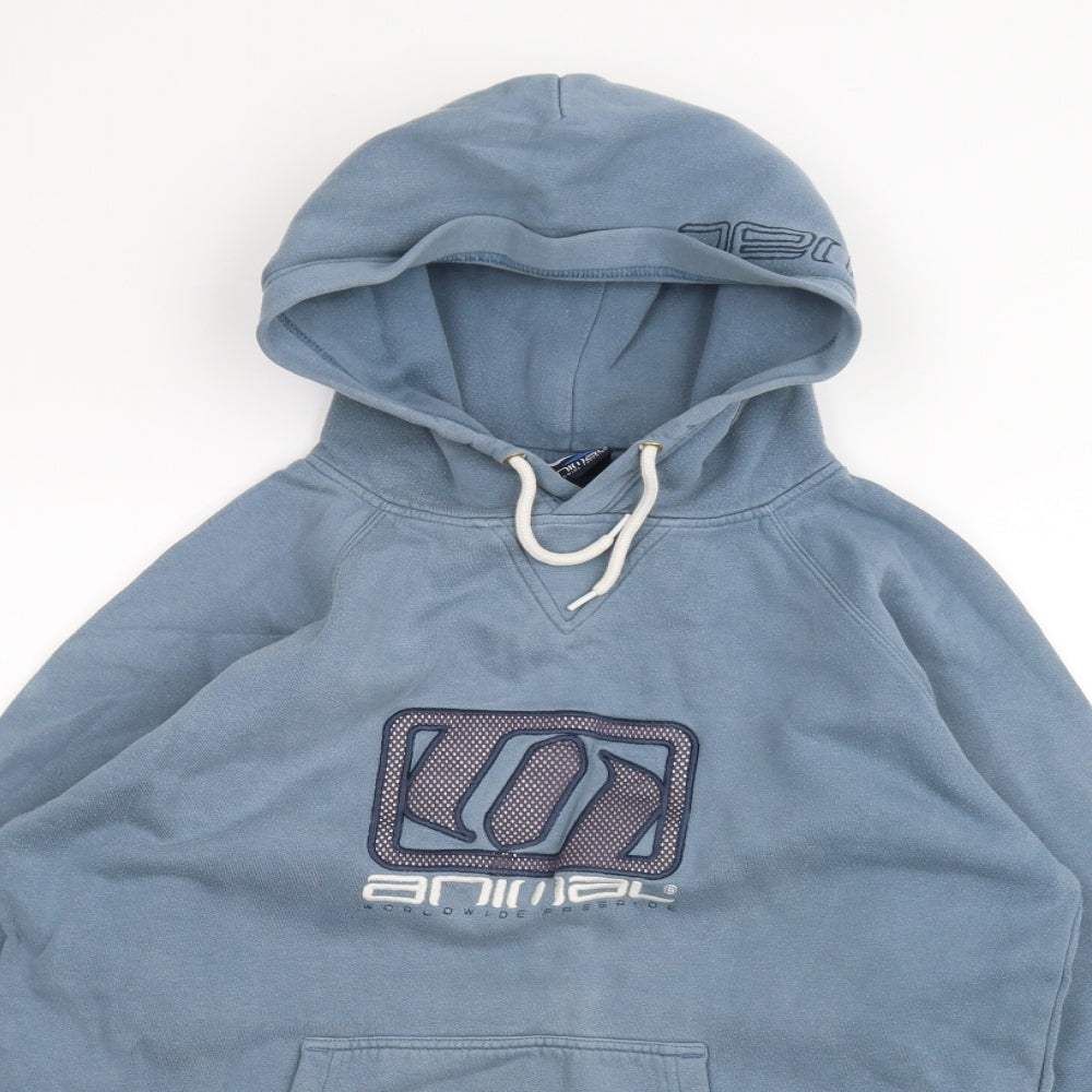 Animal Mens Blue   Pullover Hoodie Size L