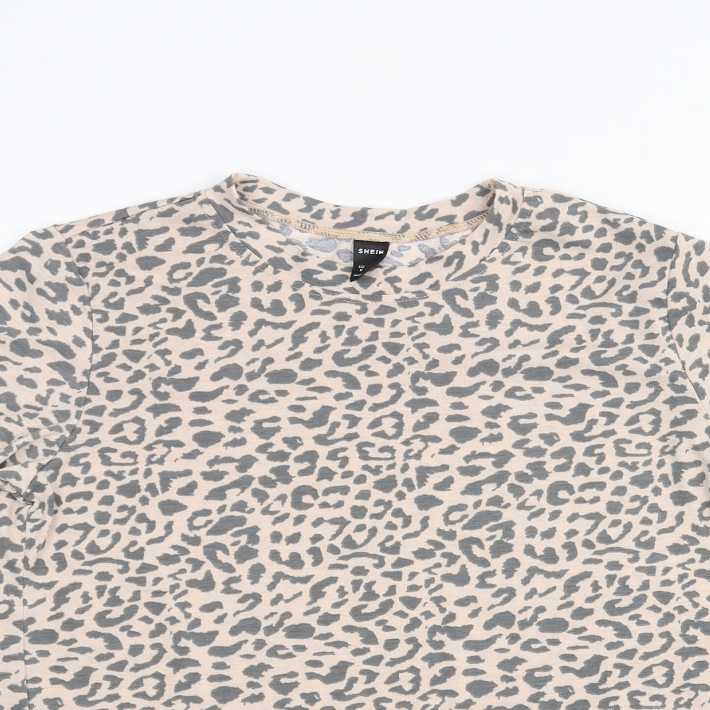 SheIn Womens Pink Animal Print  Basic T-Shirt Size M