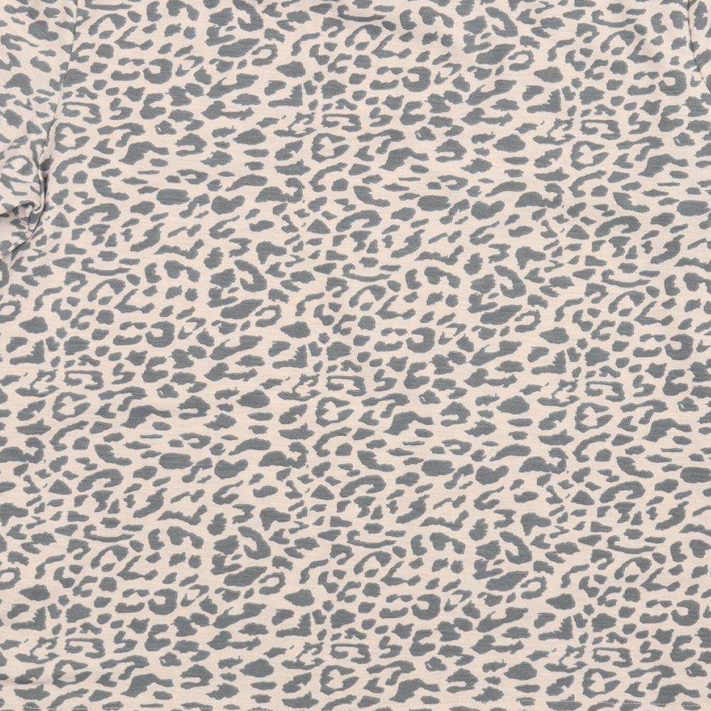 SheIn Womens Pink Animal Print  Basic T-Shirt Size M