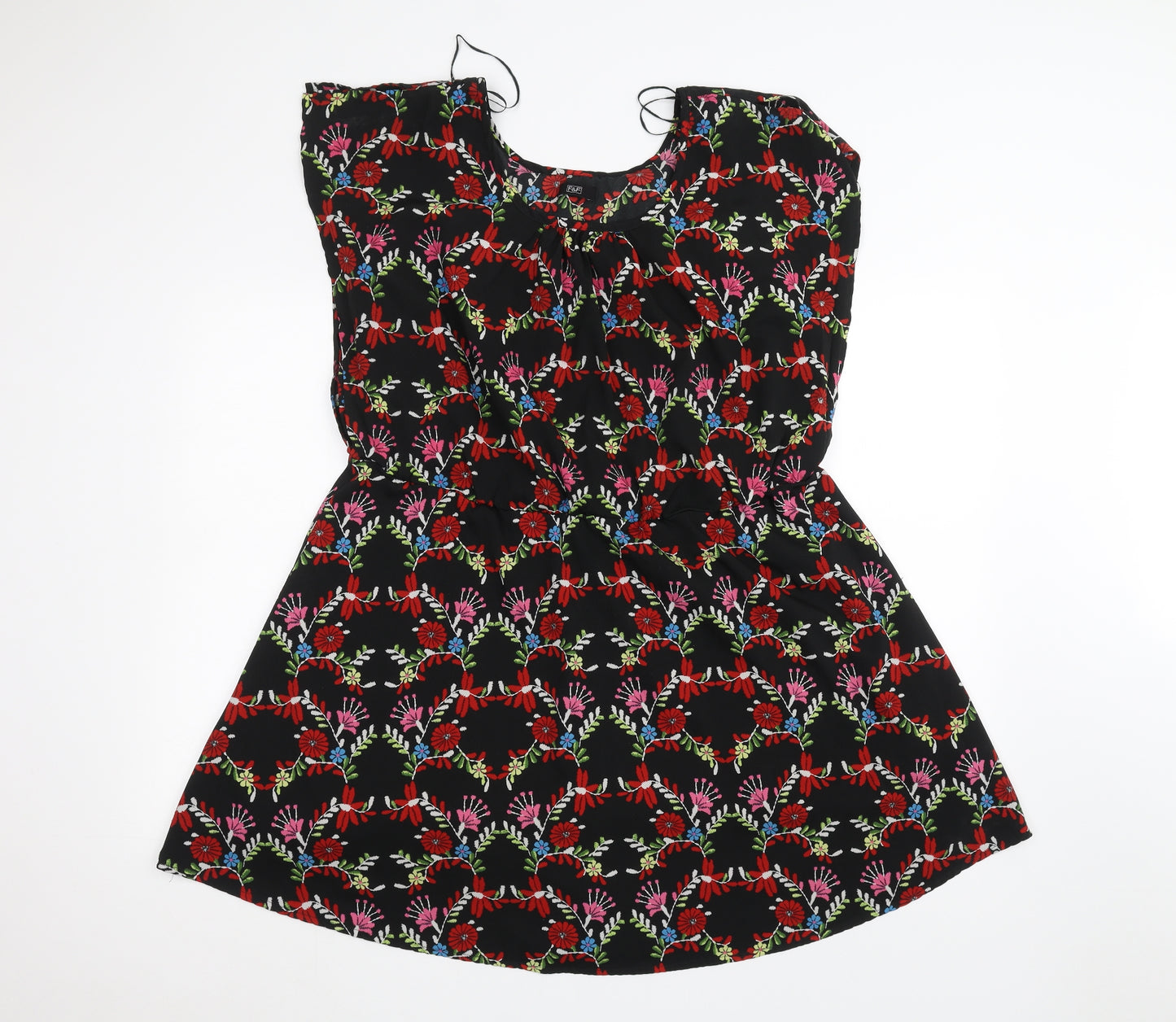 F&F Womens Black Floral  A-Line  Size 18
