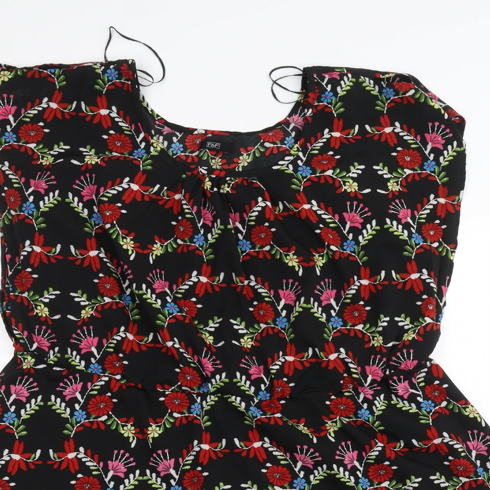 F&F Womens Black Floral  A-Line  Size 18
