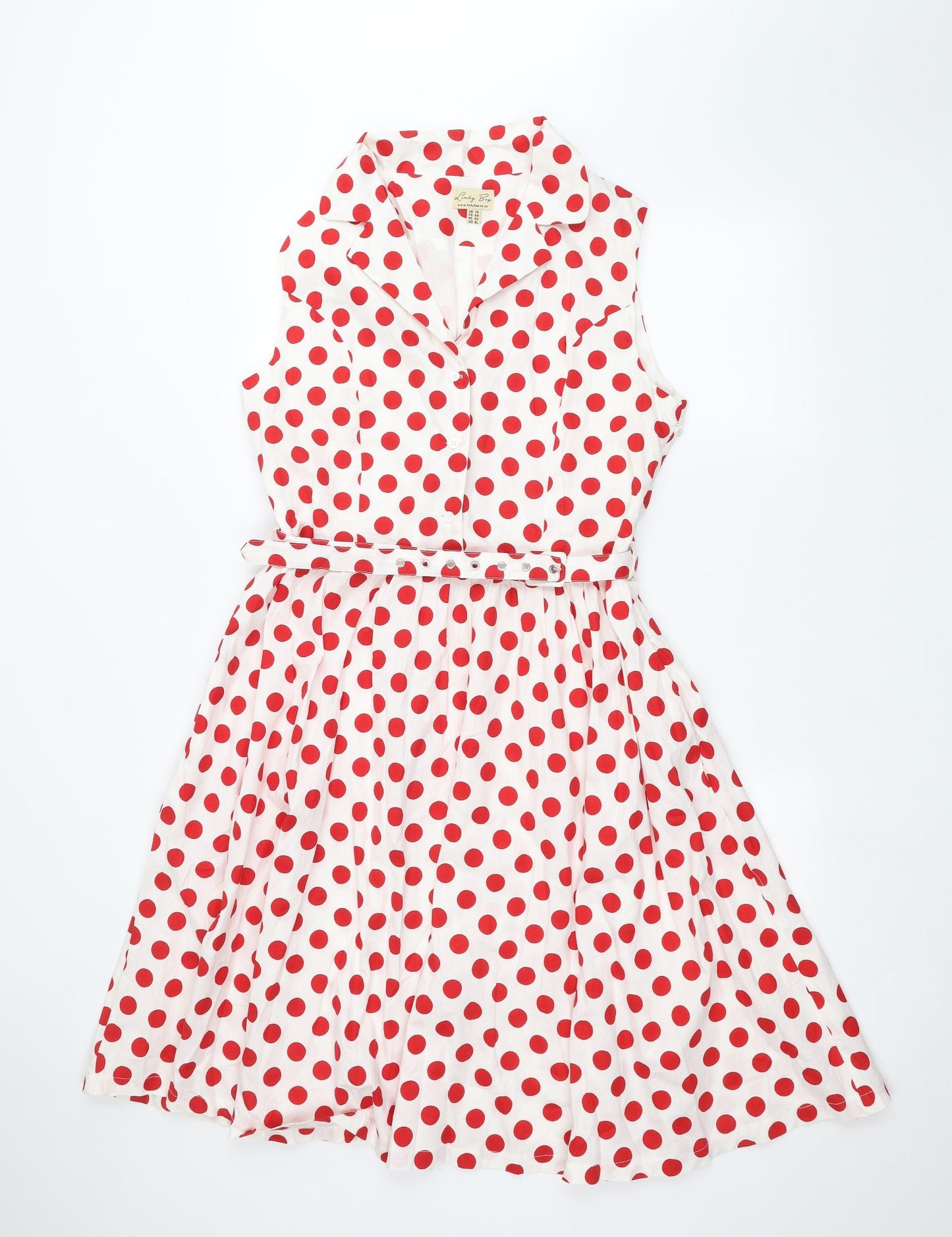 Lindy Bay Womens White Polka Dot  A-Line  Size 16