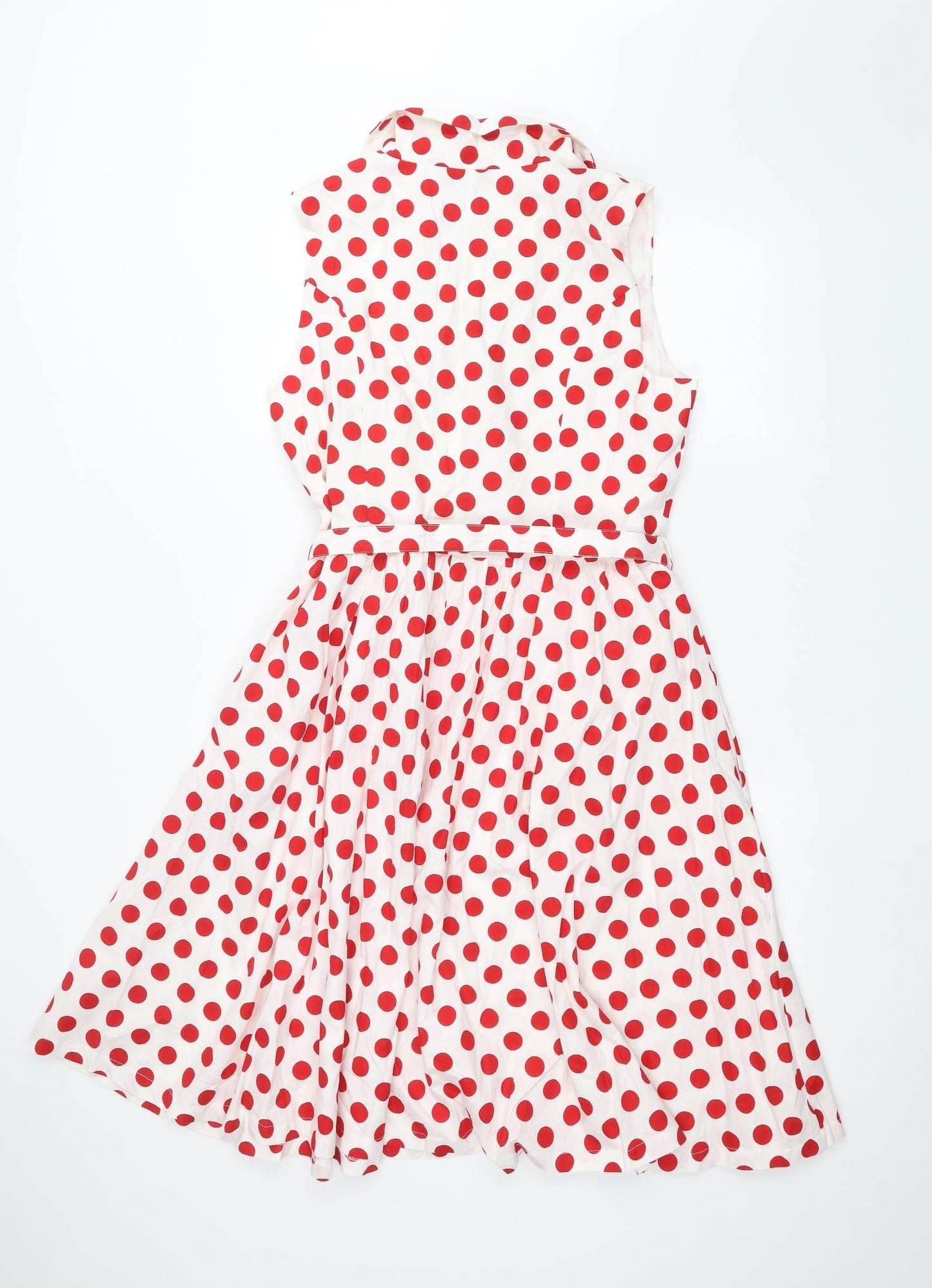 Lindy Bay Womens White Polka Dot  A-Line  Size 16