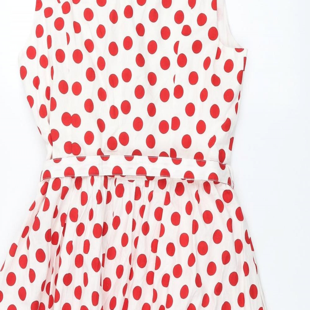 Lindy Bay Womens White Polka Dot  A-Line  Size 16