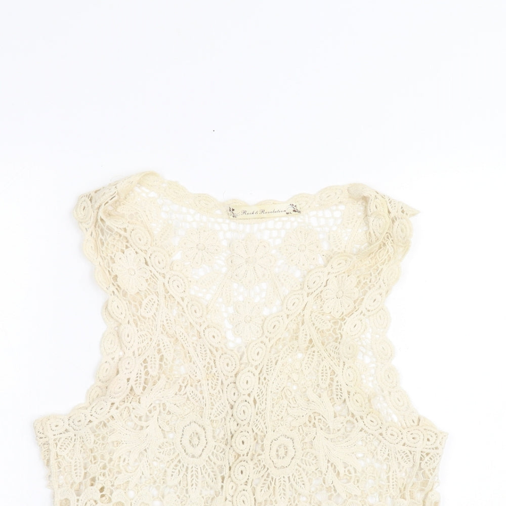 Rock & Revolution Womens White   Cardigan Jumper Size M