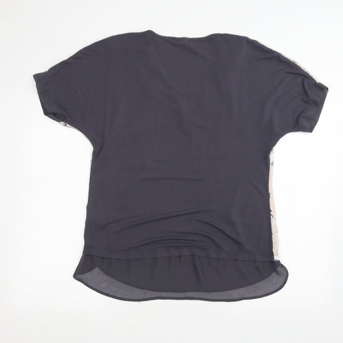 Papaya Womens Blue Floral  Basic T-Shirt Size 10