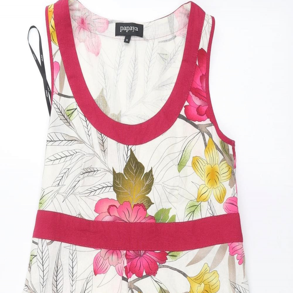 Papaya Womens White Floral  A-Line  Size 12