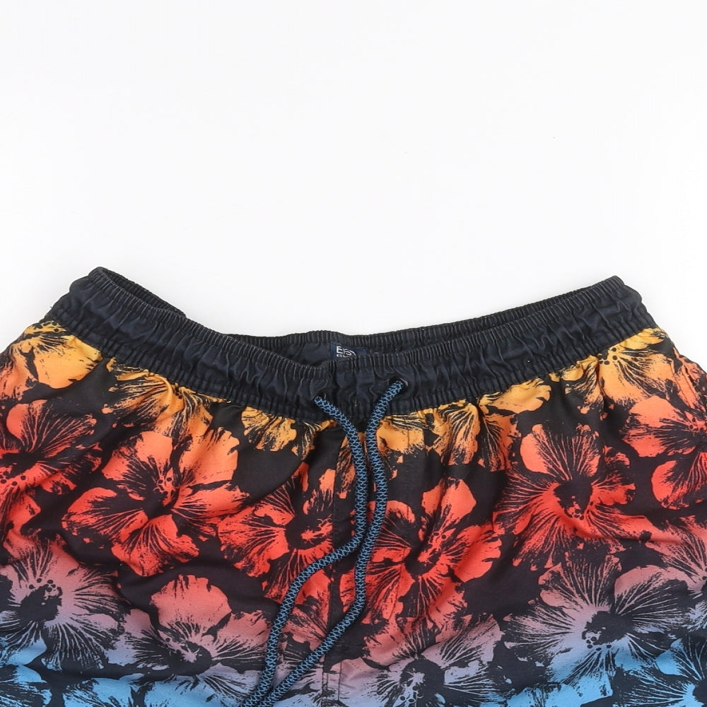 Easy Mens Black Floral  Sweat Shorts Size M - swim short