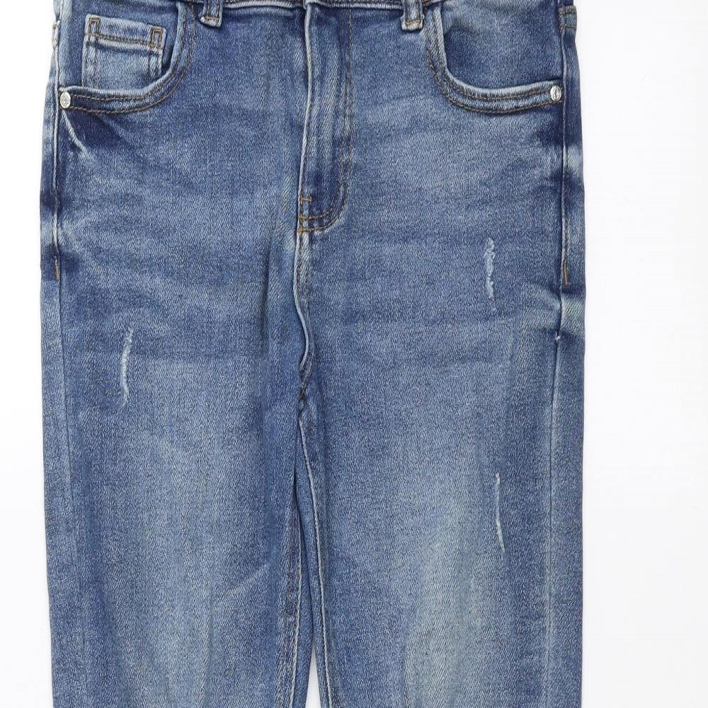 Denim & Co. Girls Blue  Denim Skinny Jeans Size 11-12 Years - ripped details