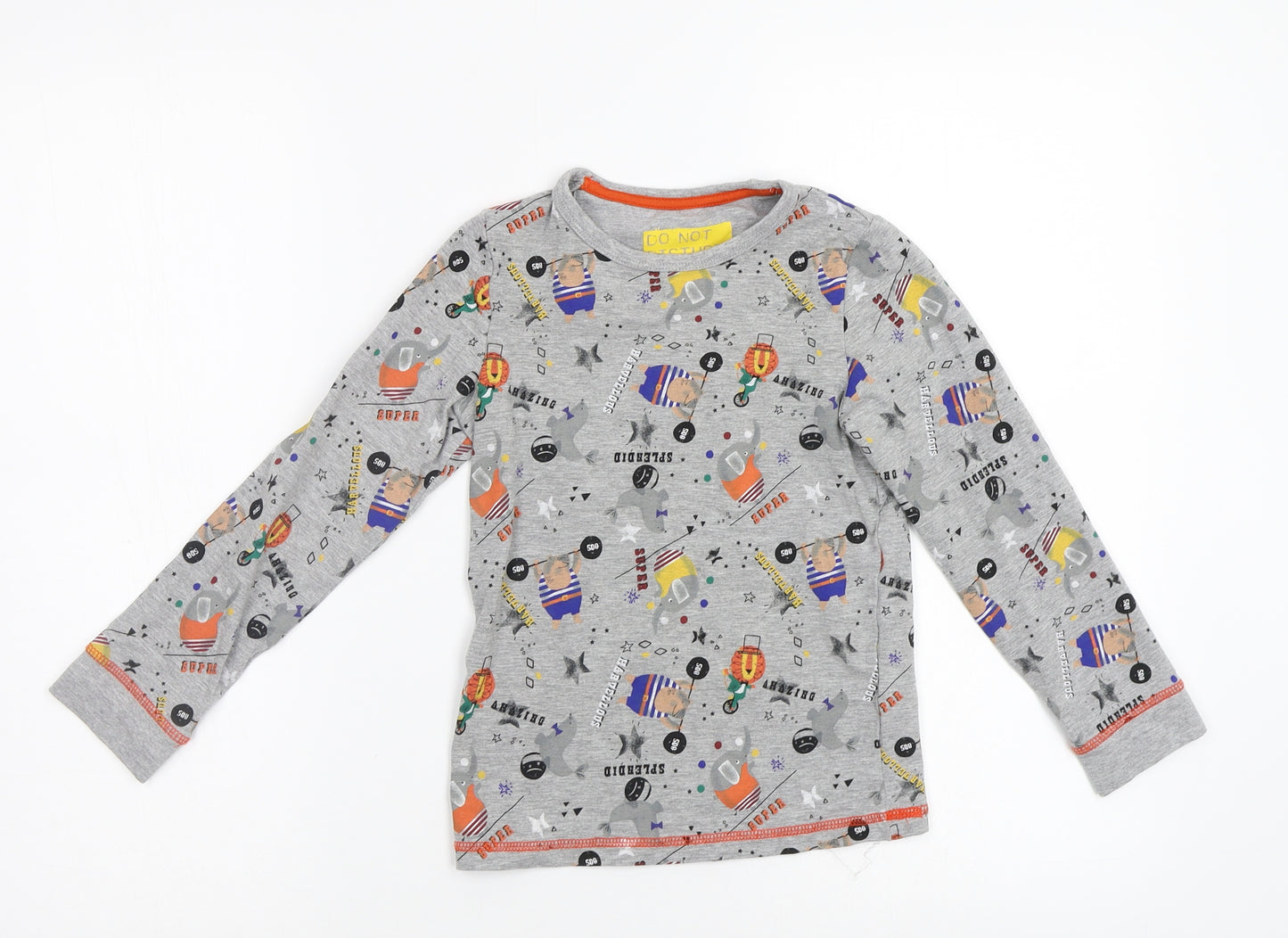 M&S Girls Grey   Top Pyjama Top Size 6-7 Years  - Circus Animals