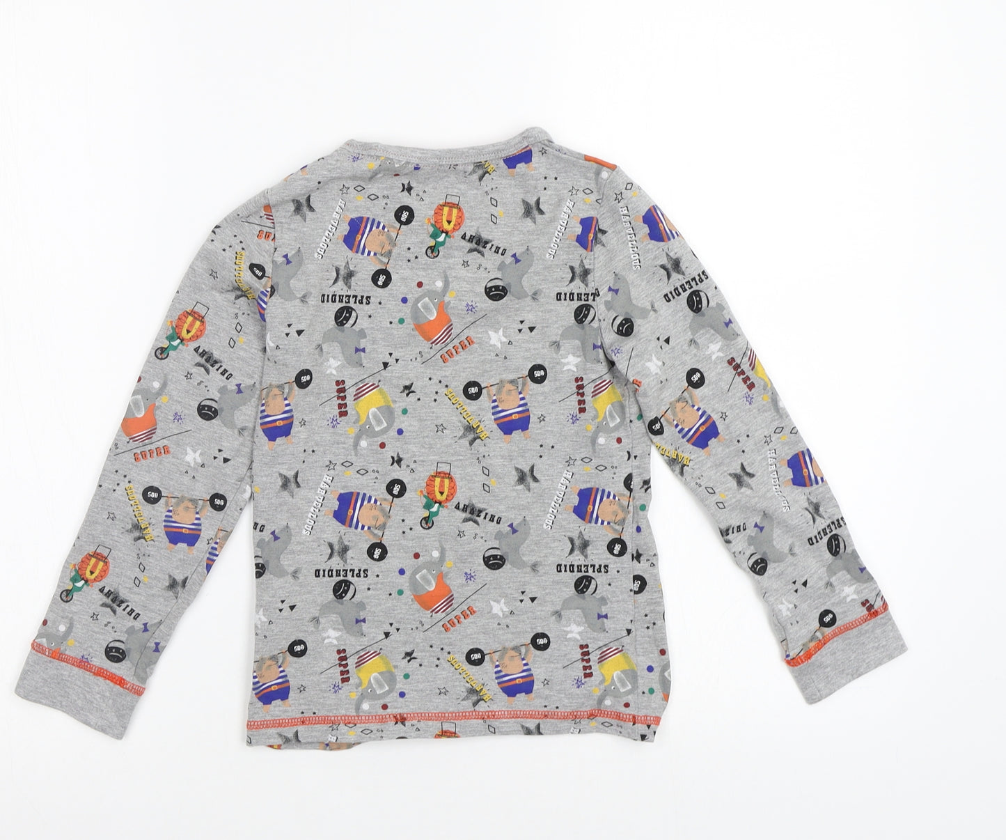 M&S Girls Grey   Top Pyjama Top Size 6-7 Years  - Circus Animals