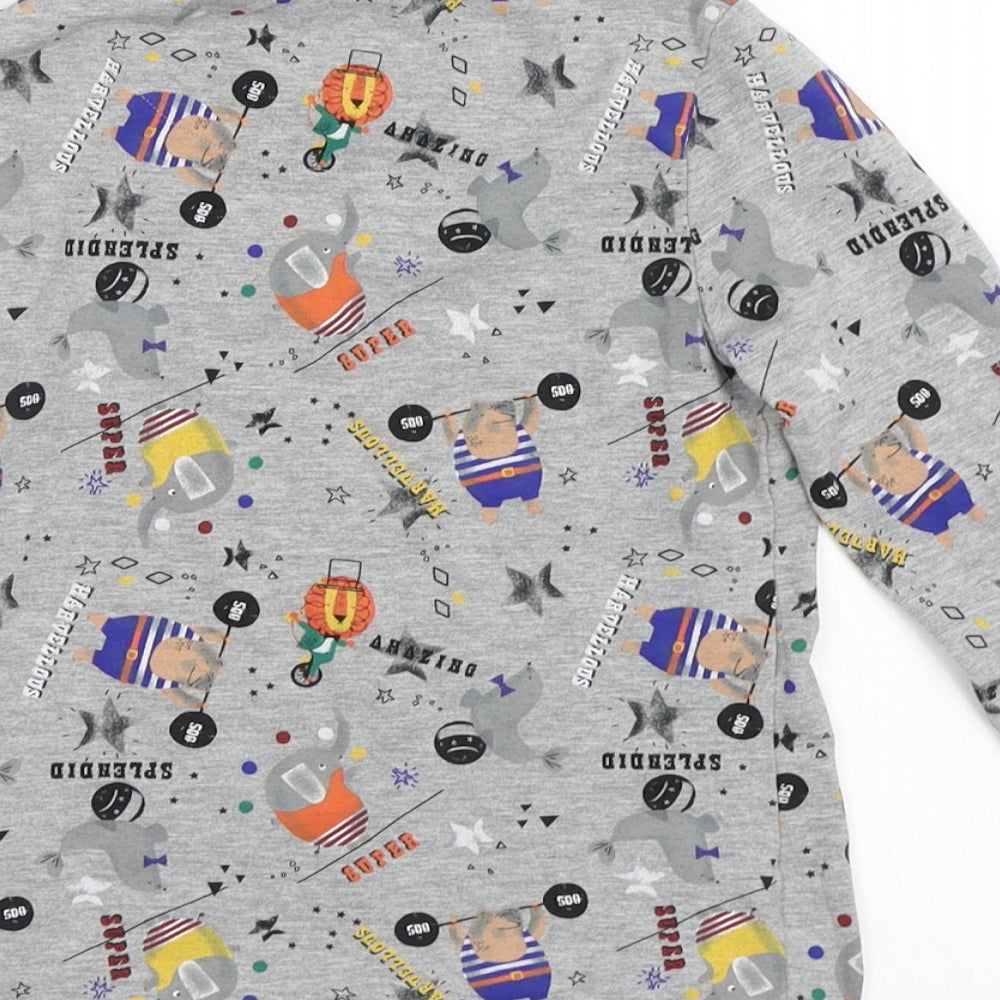 M&S Girls Grey   Top Pyjama Top Size 6-7 Years  - Circus Animals