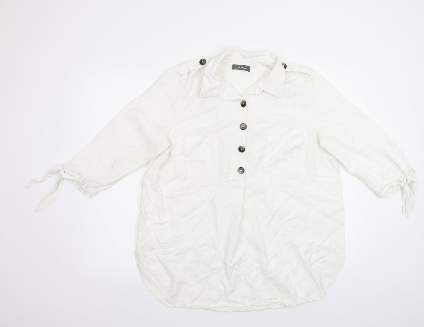 Mint Velvet Womens White   Basic Button-Up Size L
