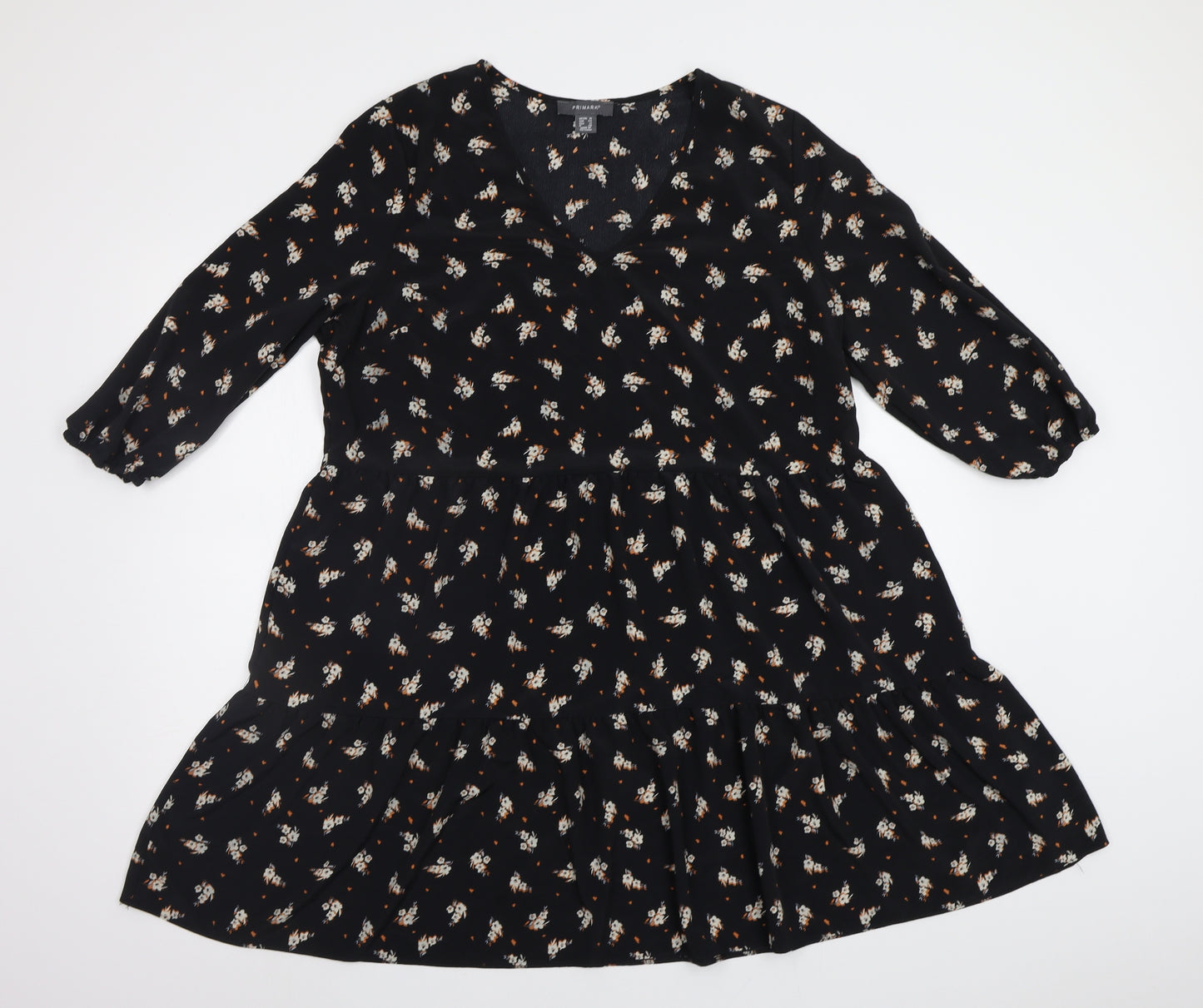 Primark Womens Black Floral  Fit & Flare  Size 16