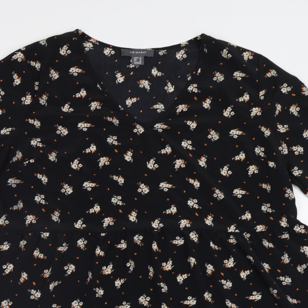 Primark Womens Black Floral  Fit & Flare  Size 16