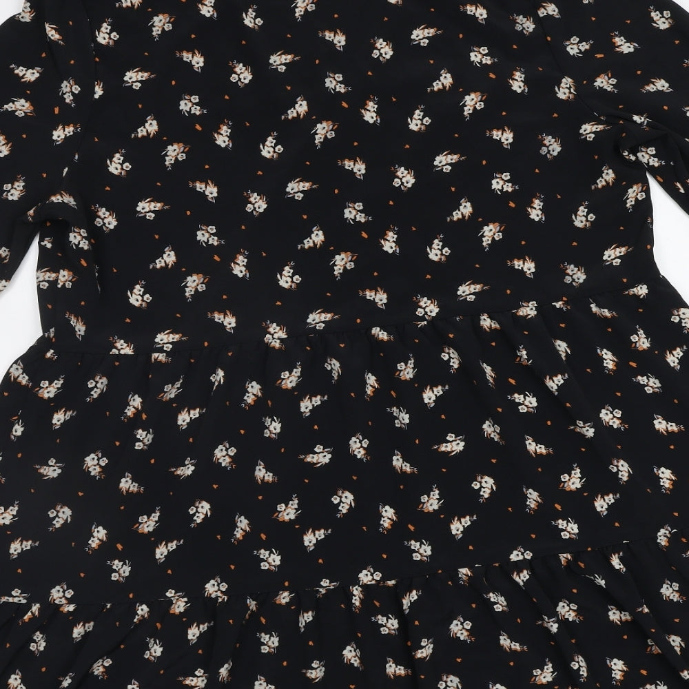 Primark Womens Black Floral  Fit & Flare  Size 16