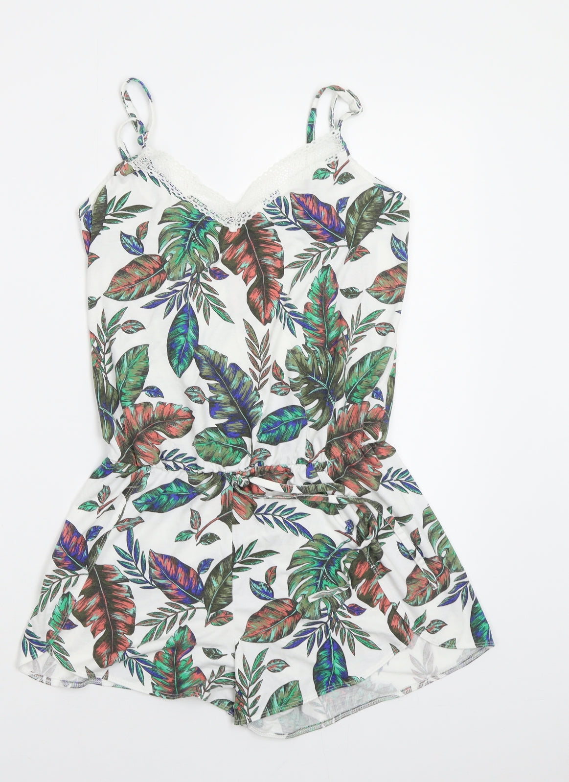 TU Womens Green Floral  Playsuit One-Piece Size 8