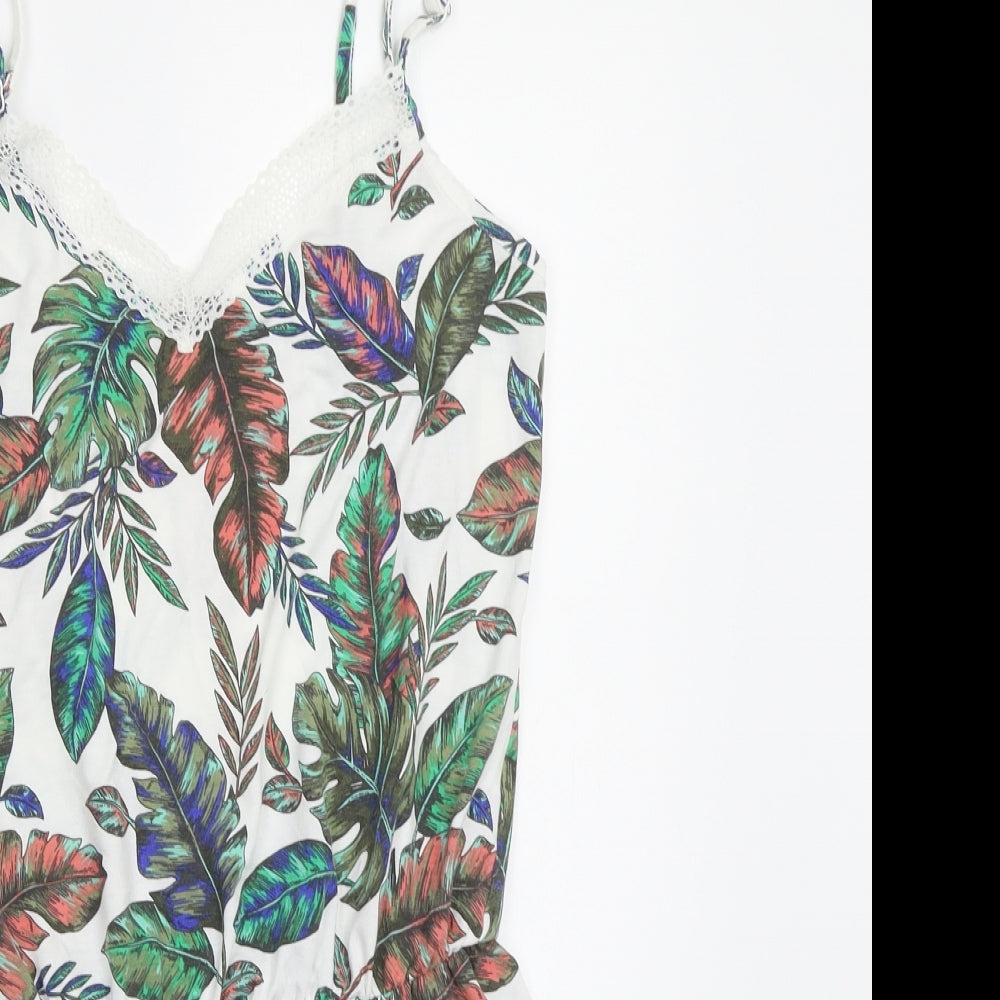 TU Womens Green Floral  Playsuit One-Piece Size 8