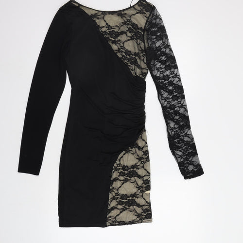 One Love Womens Black Floral  Bodycon  Size S
