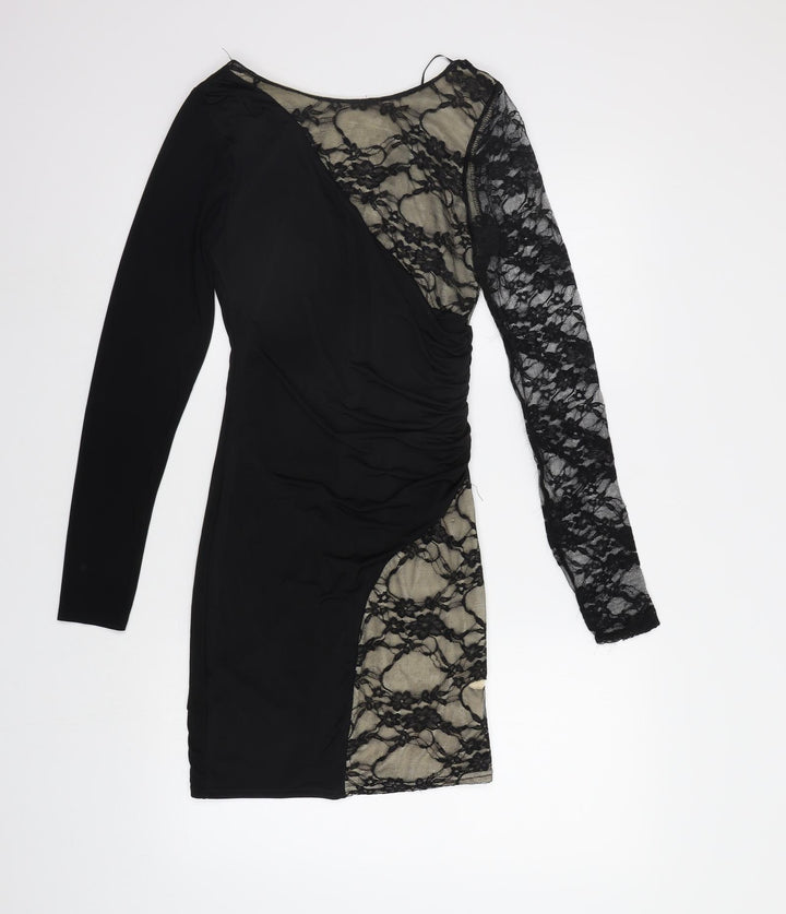 One Love Womens Black Floral Bodycon Size S