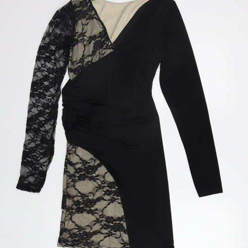 One Love Womens Black Floral  Bodycon  Size S