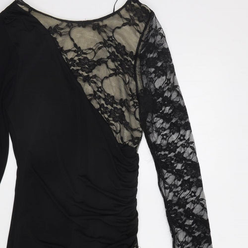 One Love Womens Black Floral  Bodycon  Size S