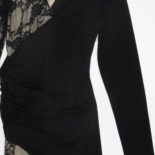 One Love Womens Black Floral  Bodycon  Size S