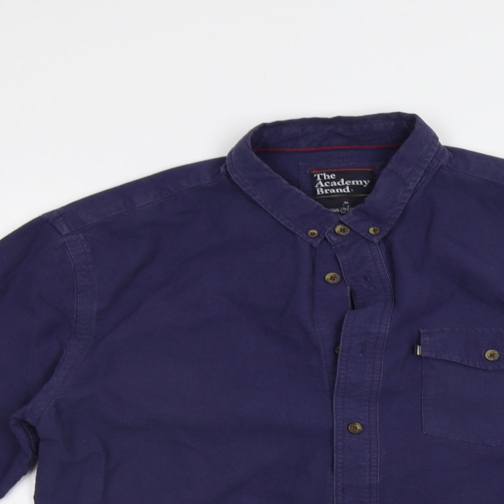 The Academy Brand Mens Blue    Button-Up Size XL