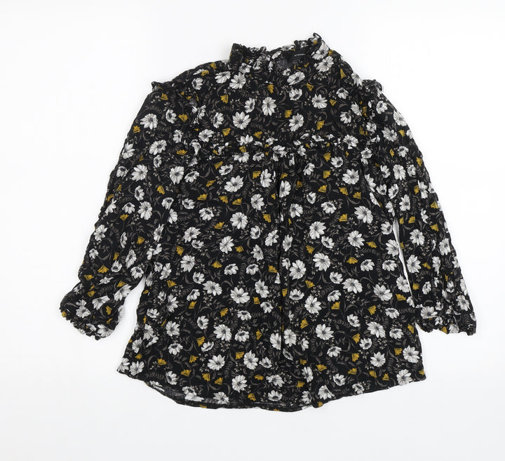 Atmosphere Womens Black Floral Basic Blouse Size 8