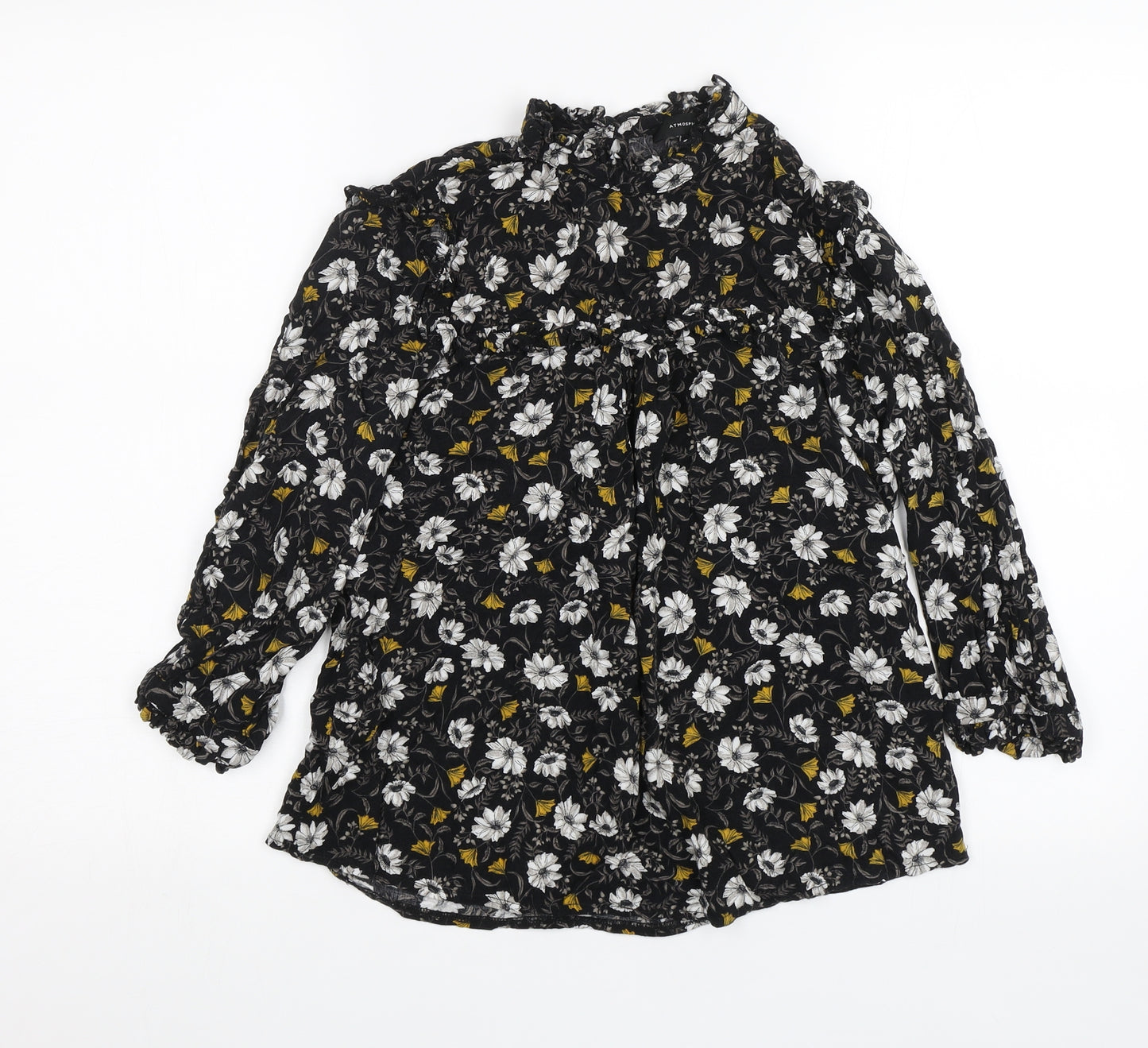 Atmosphere Womens Black Floral  Basic Blouse Size 8
