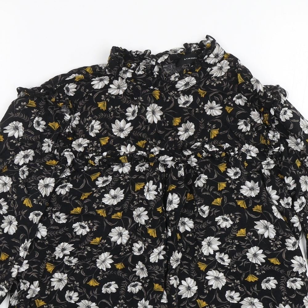 Atmosphere Womens Black Floral  Basic Blouse Size 8