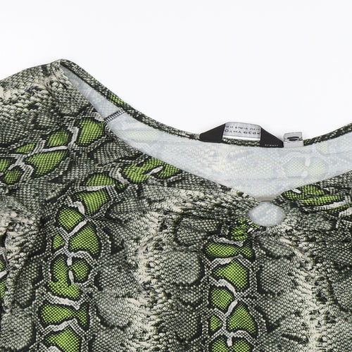 Dorothy Perkins Womens Green Animal Print  Basic Blouse Size 14
