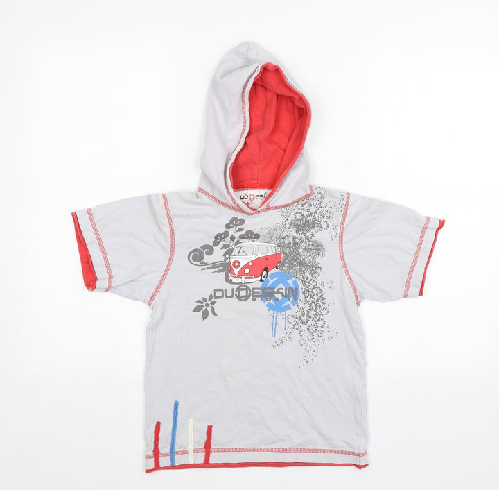 Dudeskin Boys Grey   Basic T-Shirt Size 6-7 Years